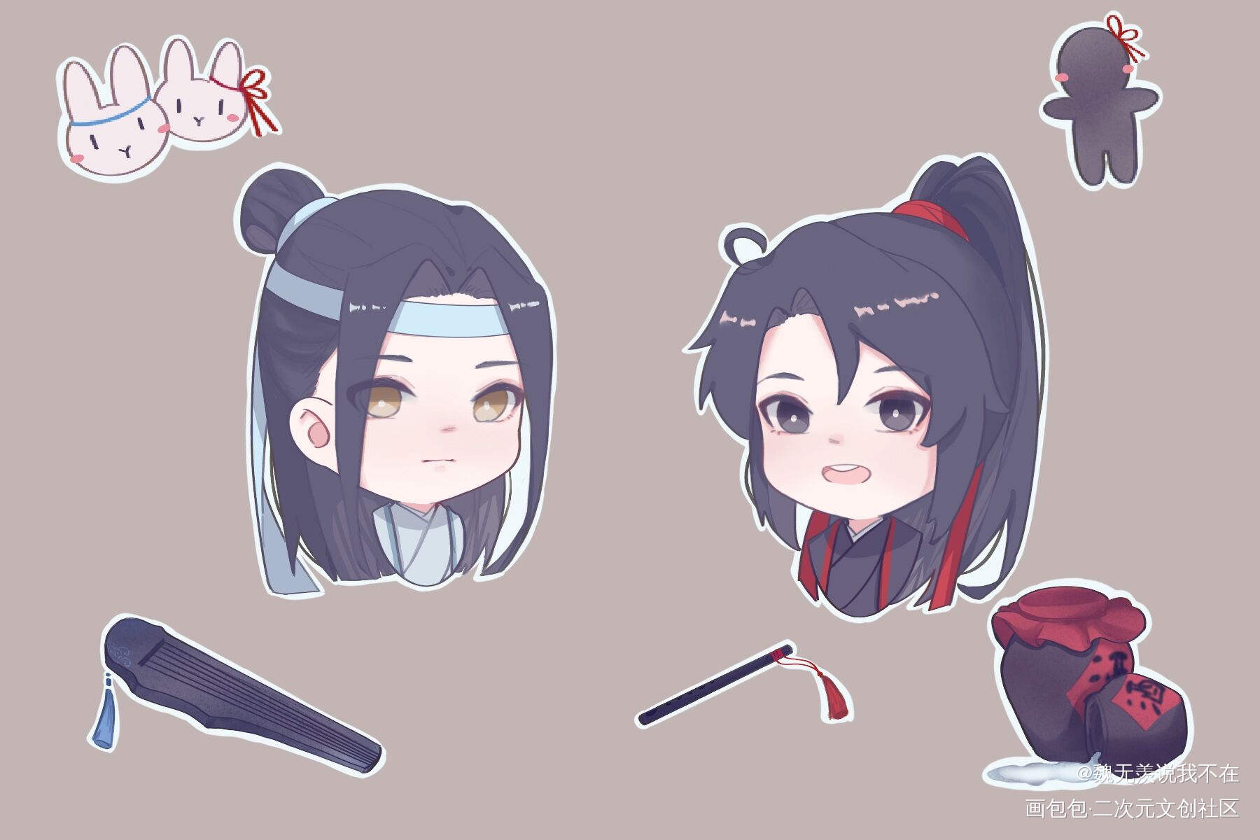 _魔道祖师忘羡Q版绘画作品
