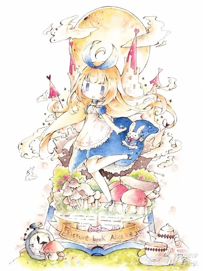@梦境少女
水粉电脑画_阴阳师手绘水彩Q版绘画作品