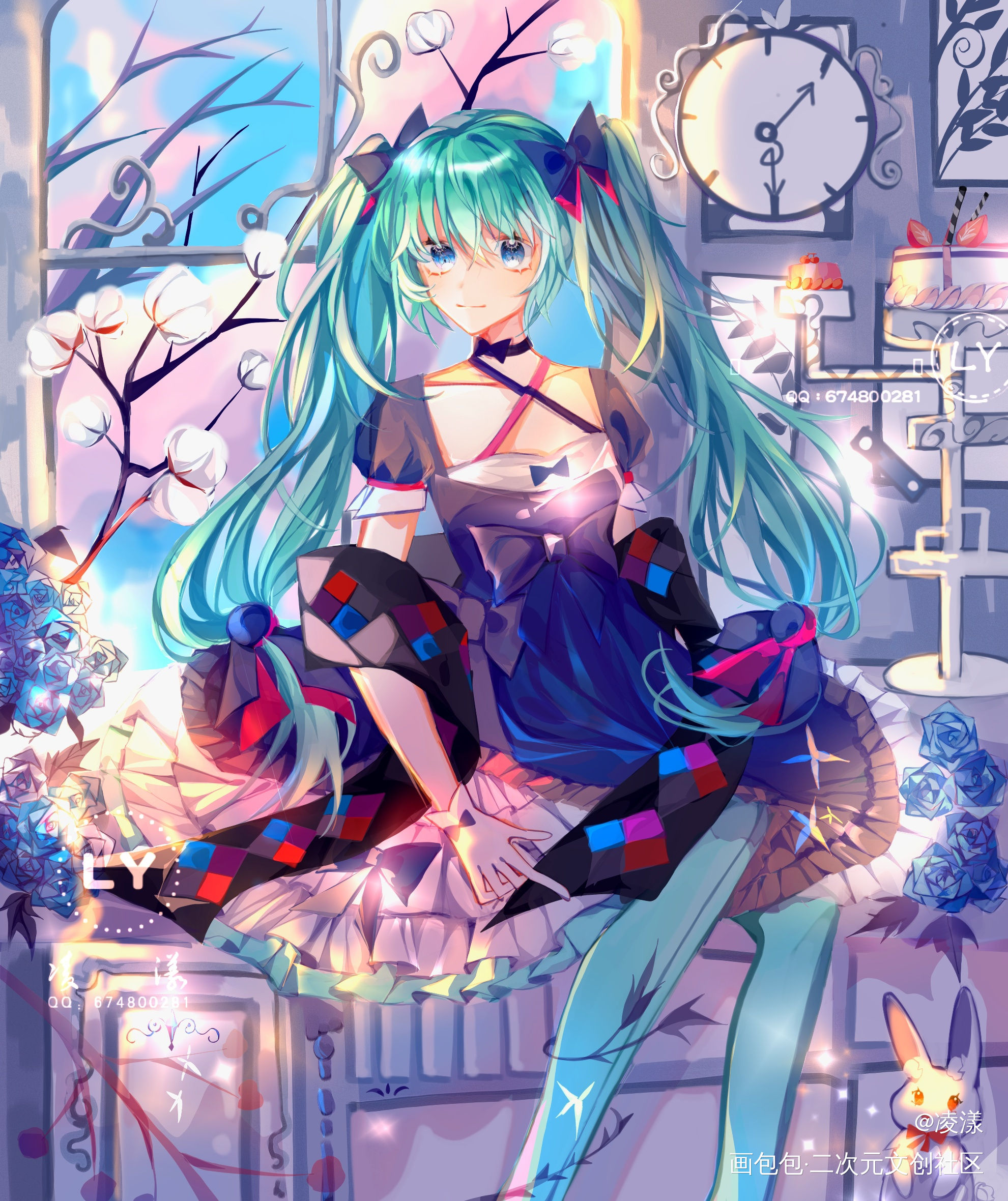 去年画的miku_初音未来日系练习指绘初音miku绘画作品