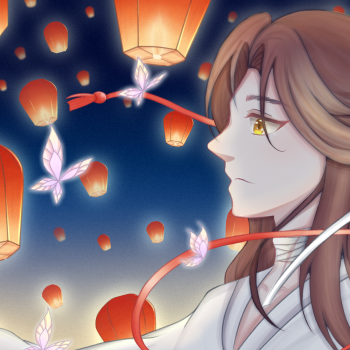 明灯三千_天官赐福花怜古风绘画作品