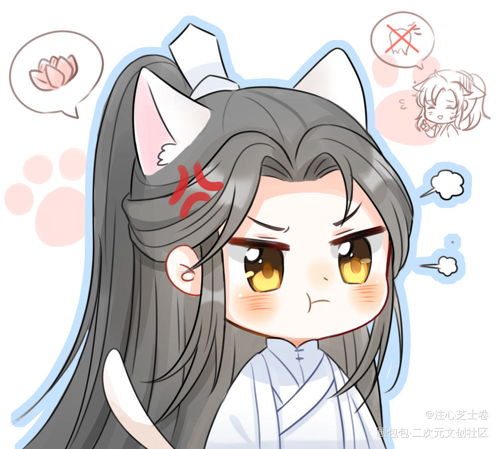 _二哈和他的白猫师尊燃晚楚晚宁绘画作品