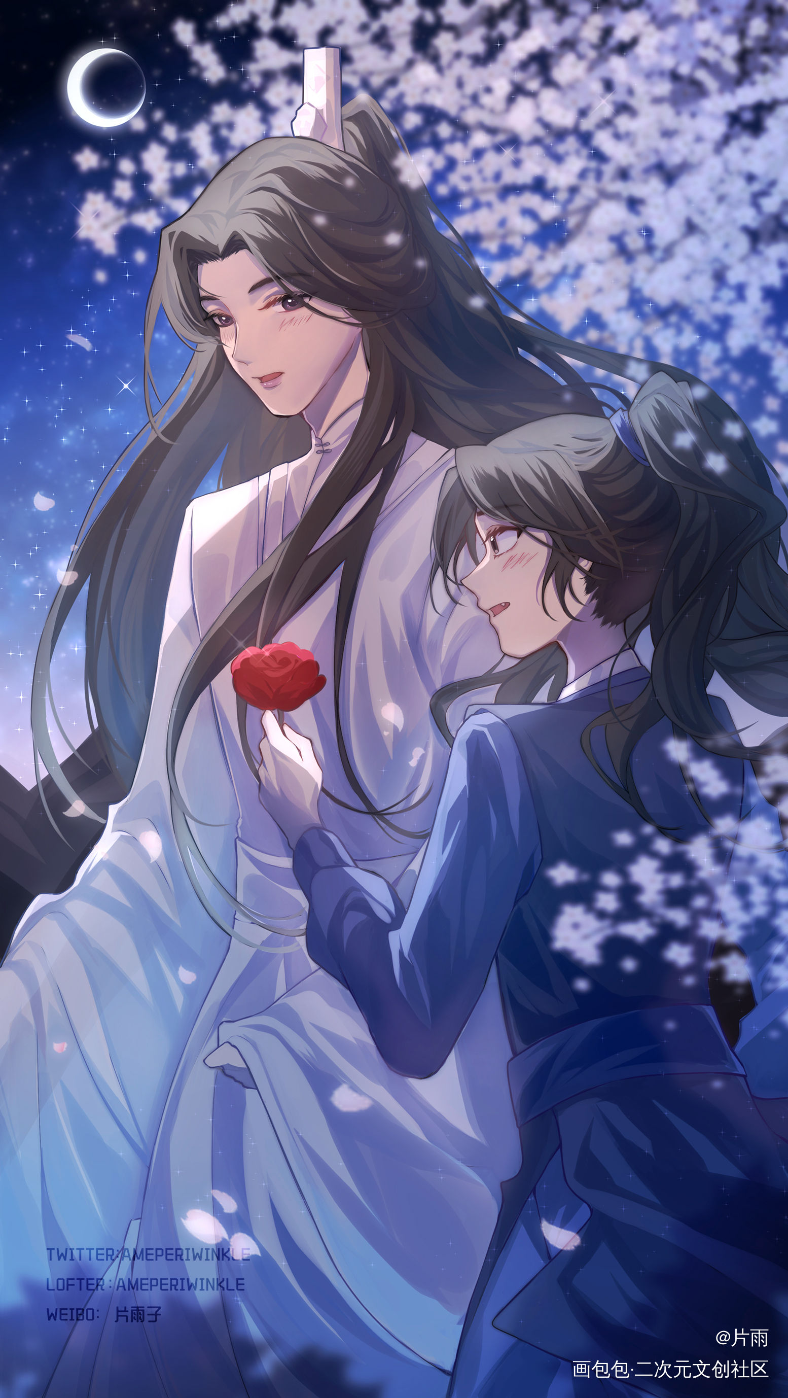 他只是想为你摘朵花_二哈和他的白猫师尊燃晚平涂日系板写绘画作品