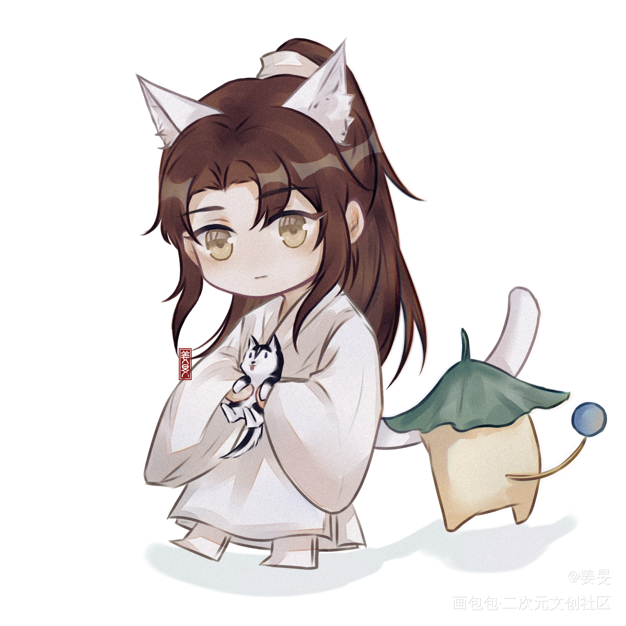 无料_二哈和他的白猫师尊燃晚楚晚宁Q版绘画作品