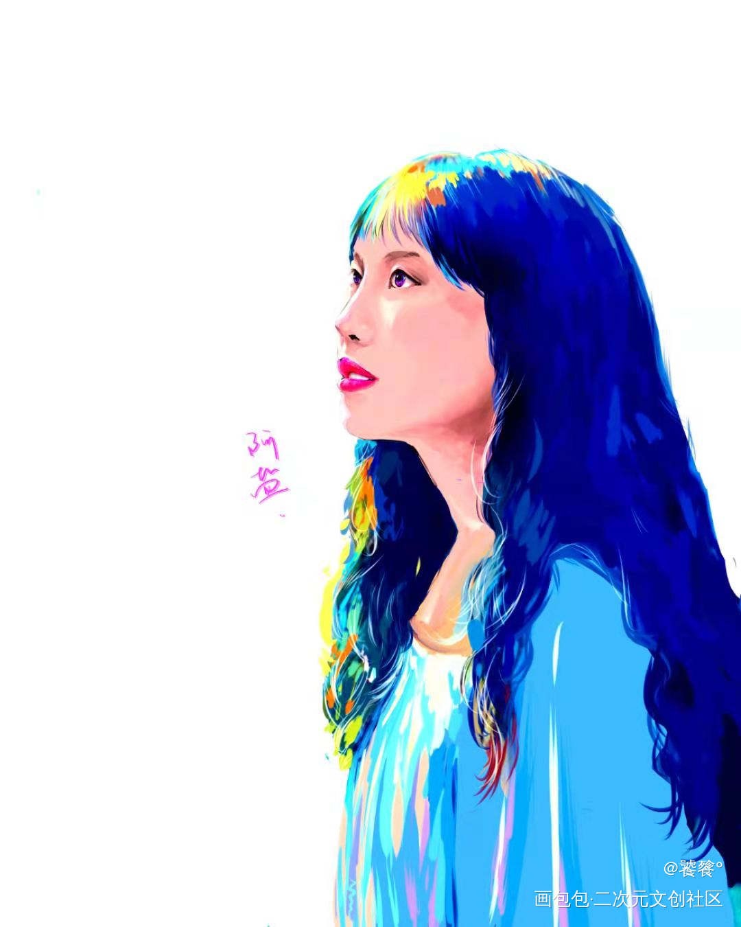摸鱼稿呀。_水彩平涂板绘绘画绘画作品