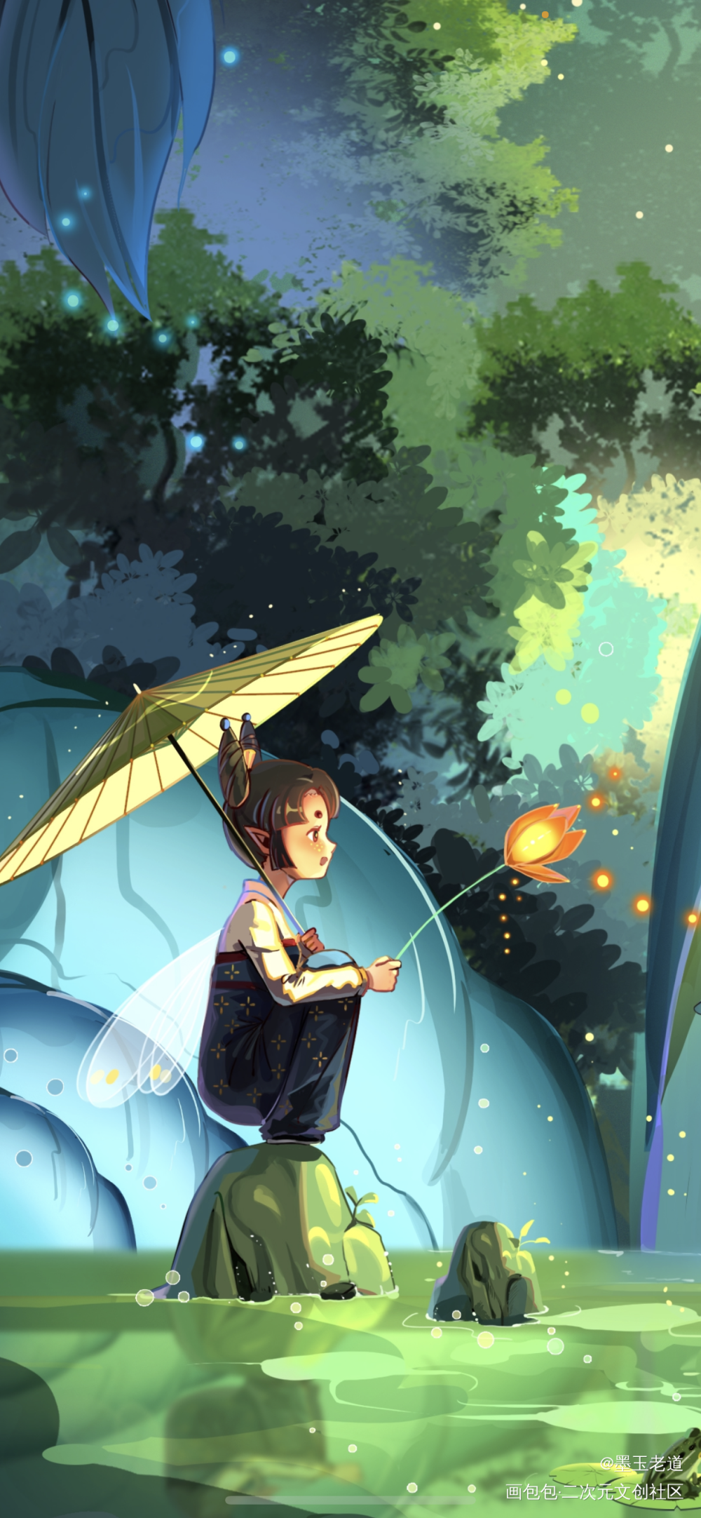 对望_手绘古风原创插画原创绘画作品