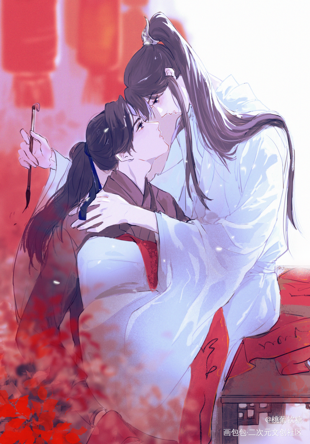 燃晚_二哈和他的白猫师尊燃晚绘画作品