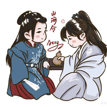 晒太阳_山河令温周q版浪浪钉绘画作品