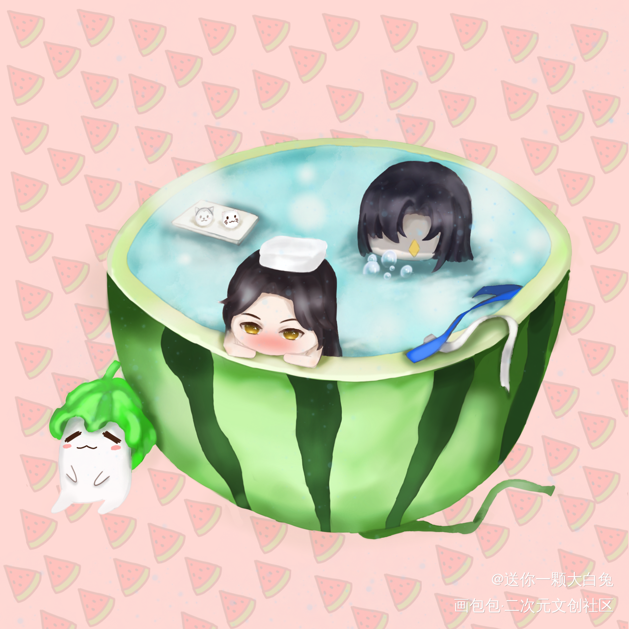 祝狗子生日快乐！_二哈和他的白猫师尊燃晚Q版绘画作品