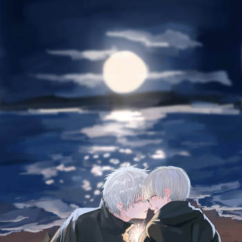 月が綺麗ですね_咒术回战狗卷棘五条悟五棘绘画作品