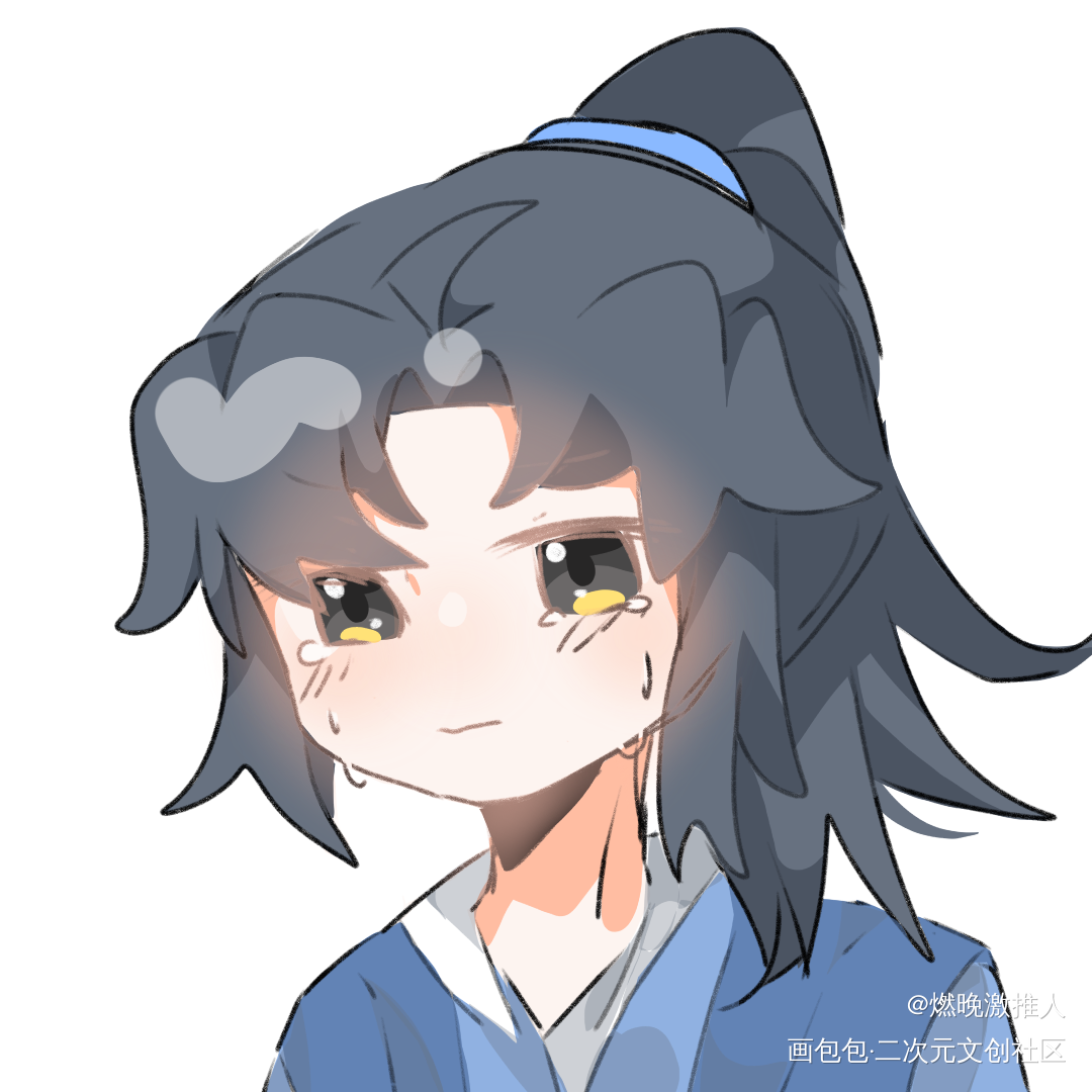 “师尊，阿燃知道错了……”_二哈和他的白猫师尊墨燃摸鱼绘画作品