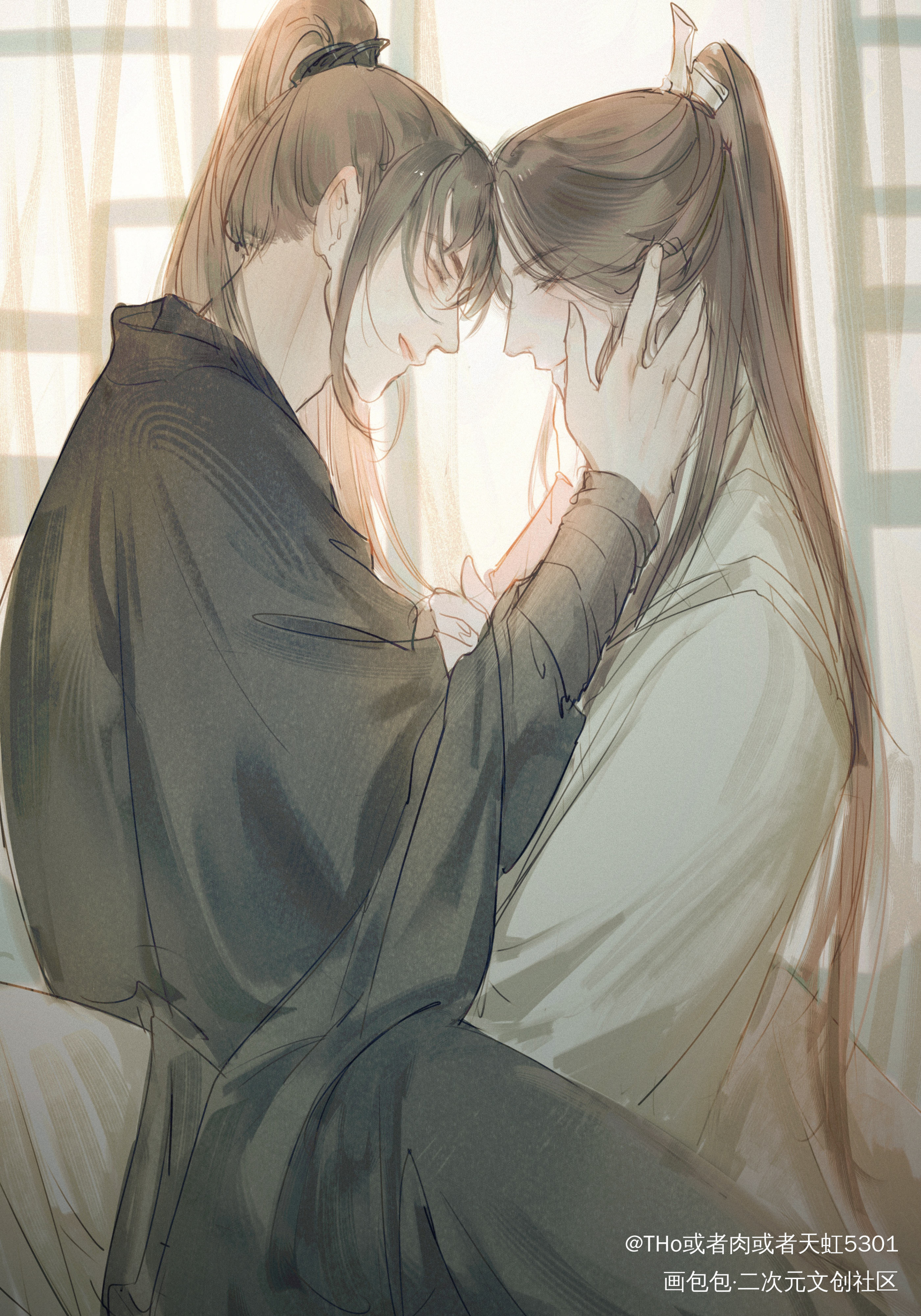 2.0and0.5_二哈和他的白猫师尊燃晚楚晚宁墨燃绘画作品