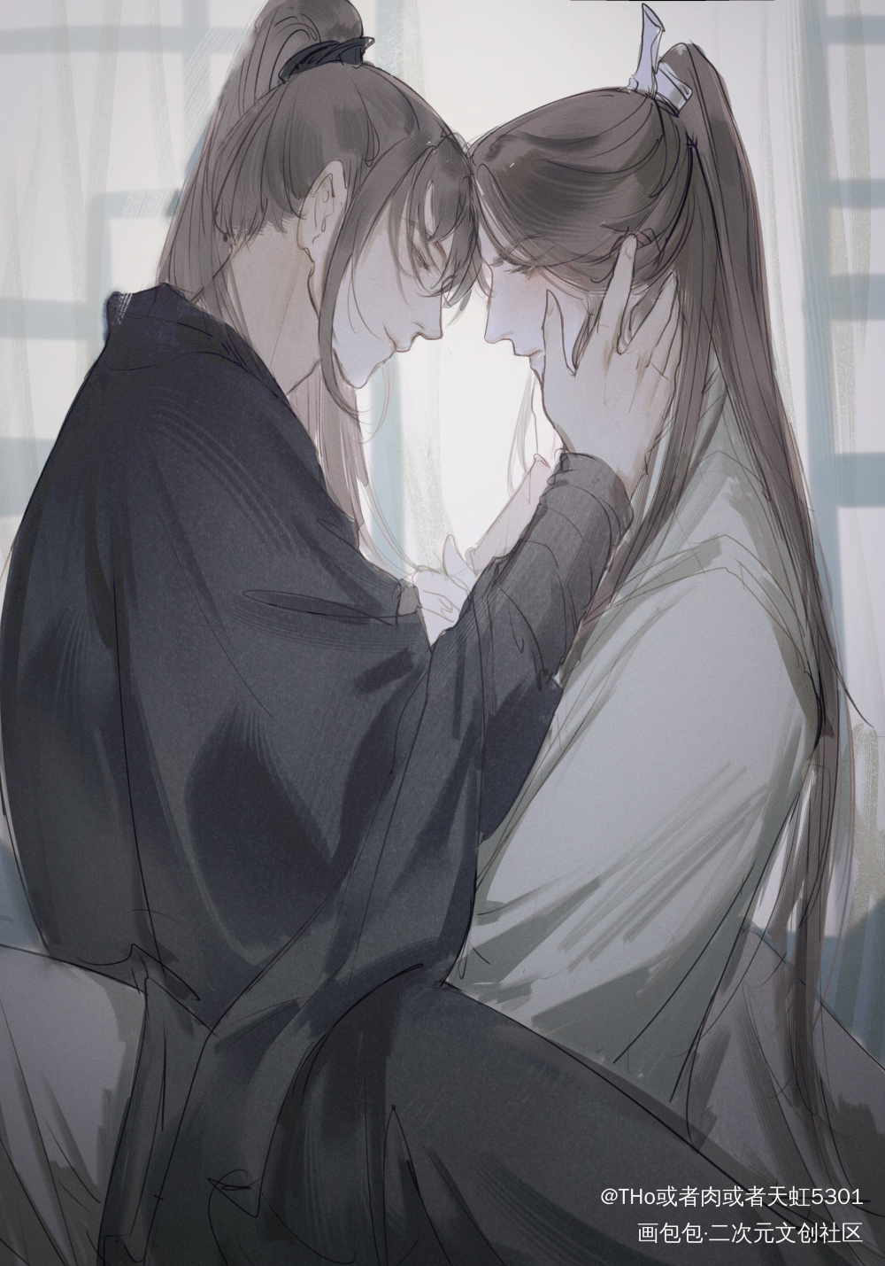 2.0and0.5_二哈和他的白猫师尊燃晚楚晚宁墨燃绘画作品
