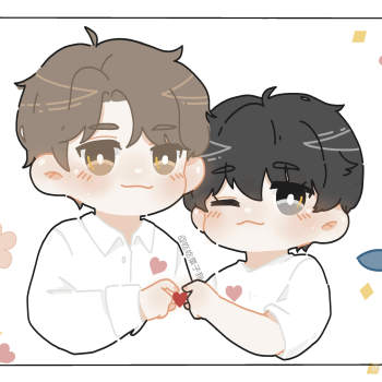 贴贴～_破云2吞海吞海葱花鱼吴雩步重华q版同人绘画作品