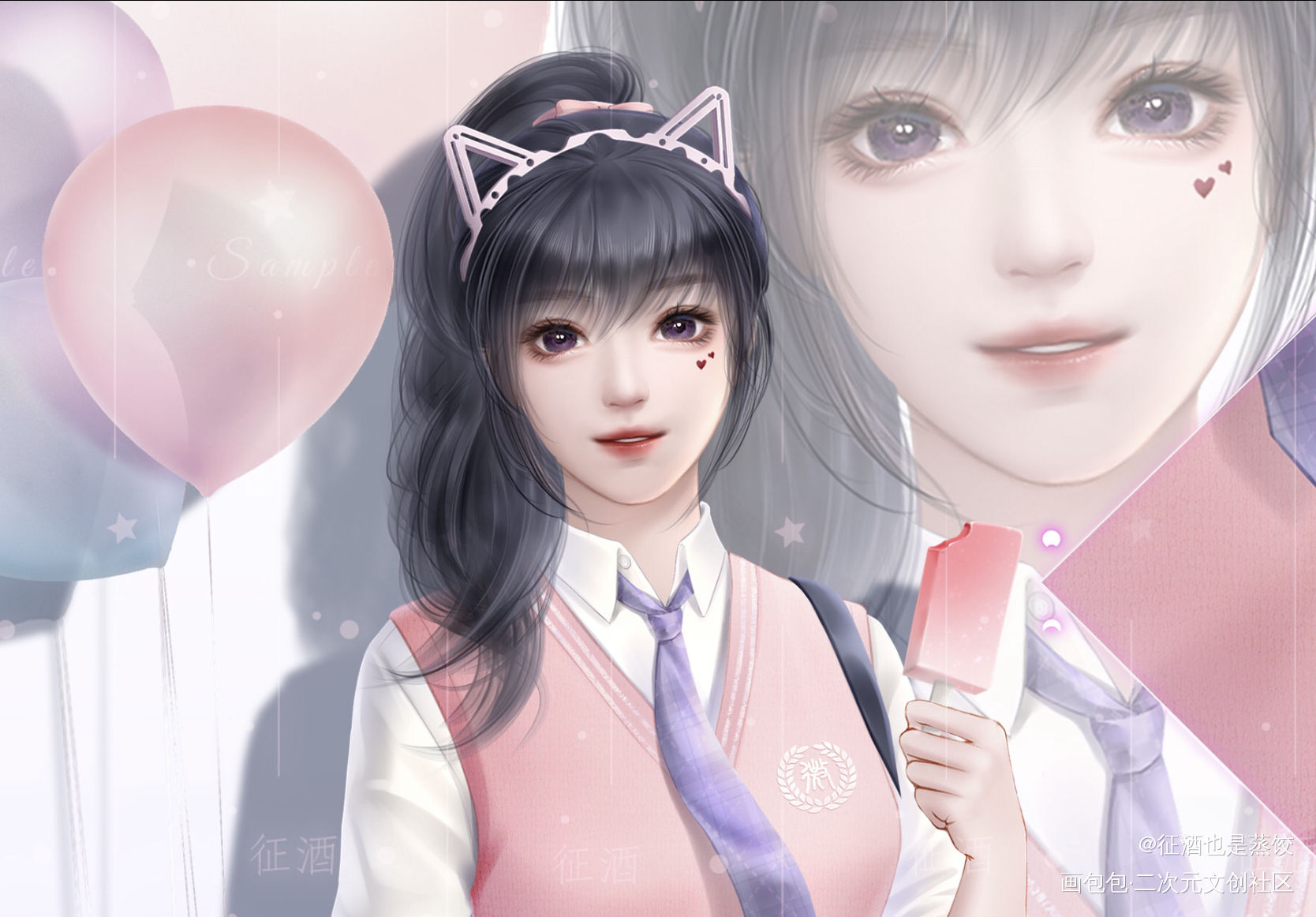 双口味可爱妹妹_立绘厚涂半厚涂原创人物原创绘画作品