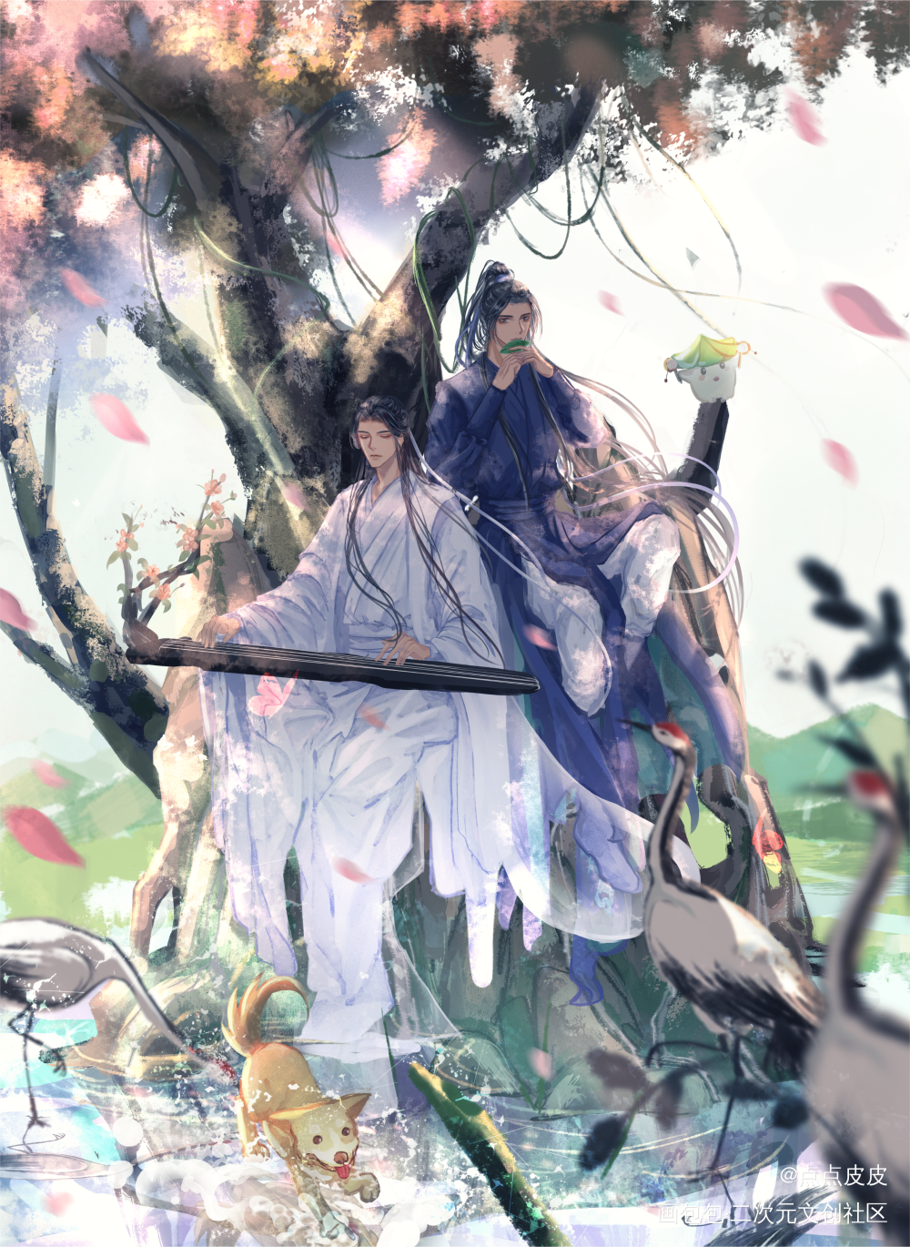 。_二哈和他的白猫师尊燃晚绘画作品