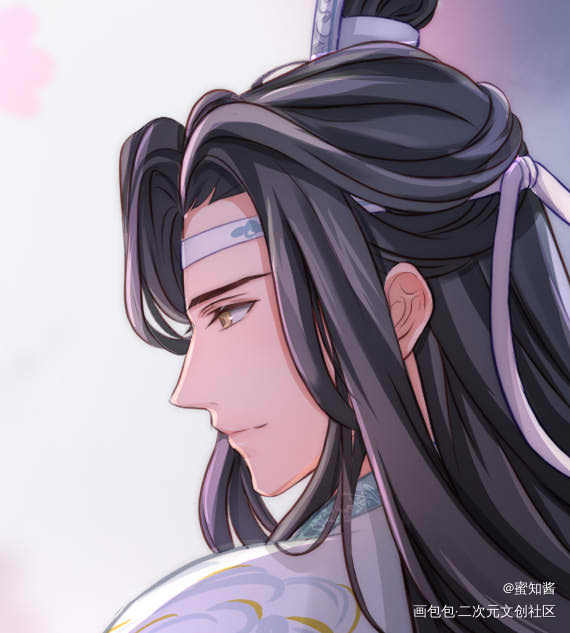 魔道忘羡同人《夜樱》进度_魔道祖师忘羡蓝忘机魏无羡古风平涂日系我要上首推插画同人绘画作品