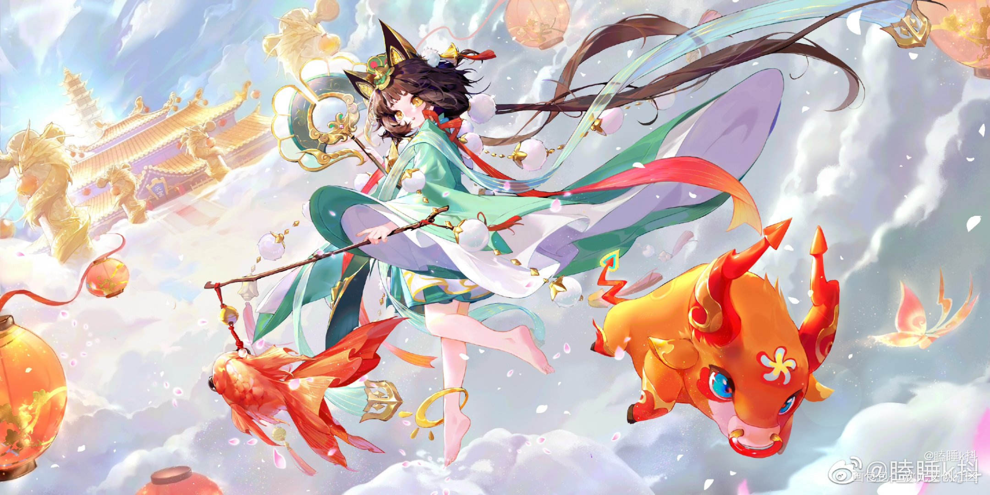 梦幻西游猫娘_梦幻西游手绘立绘古风厚涂平涂日系插画板绘绘画绘画作品
