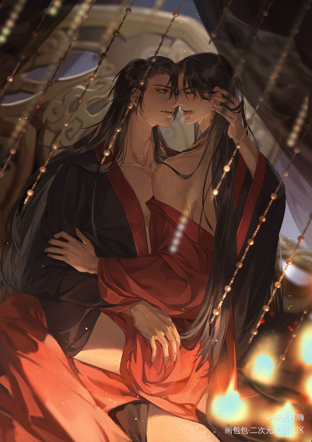啪～_二哈和他的白猫师尊燃晚古风绘画作品