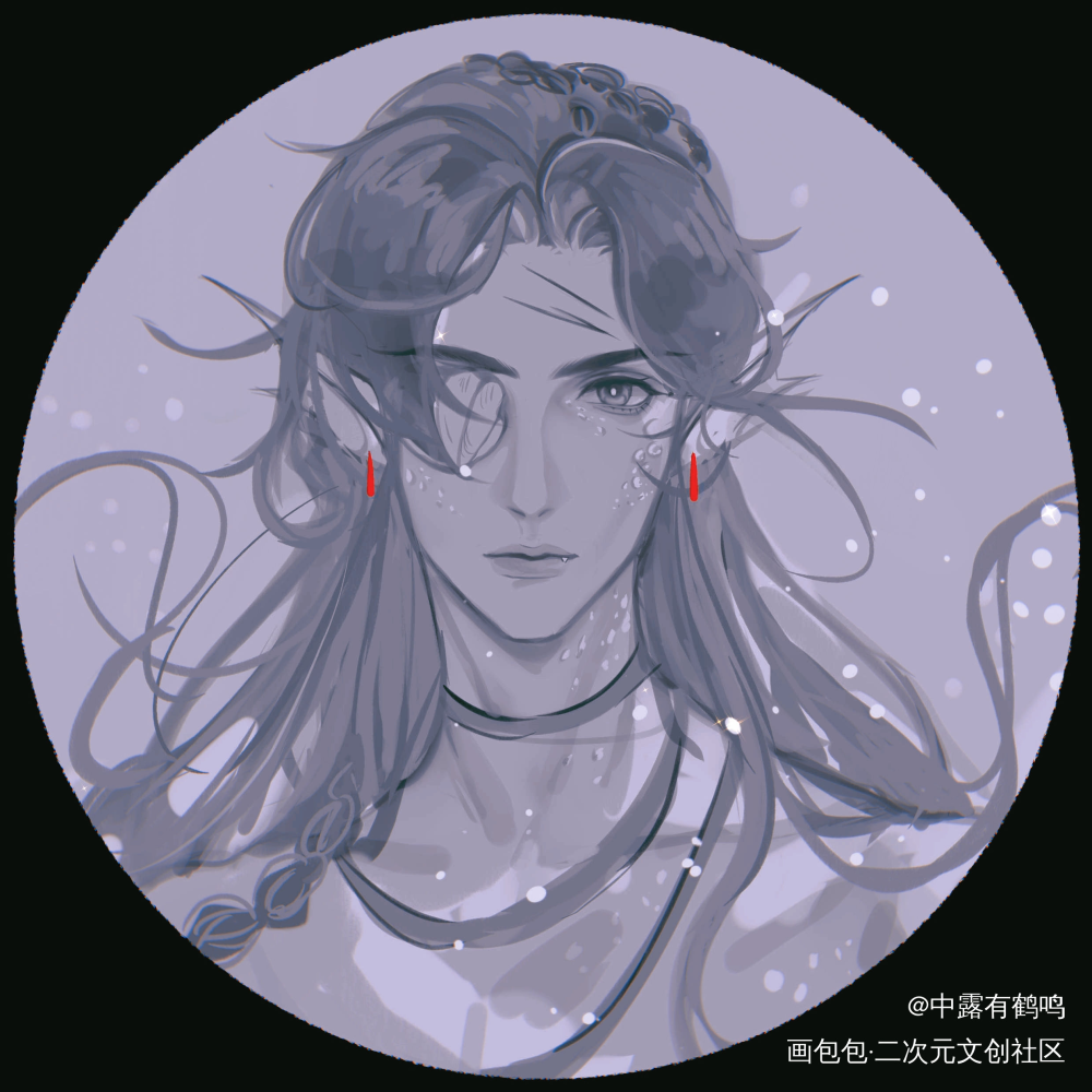 搞个人鱼花_天官赐福花城厚涂绘画作品