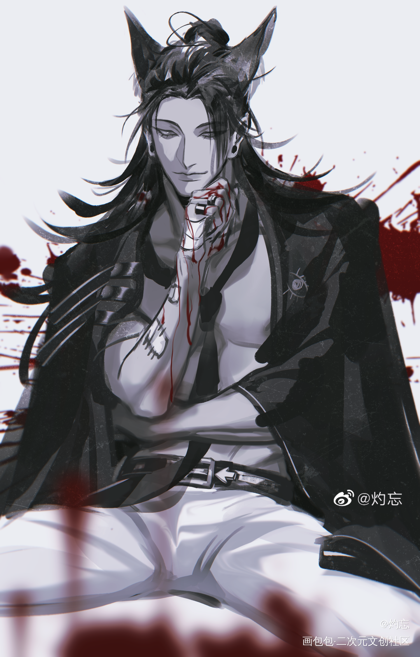 摸鱼_咒术回战夏油杰平涂绘画作品