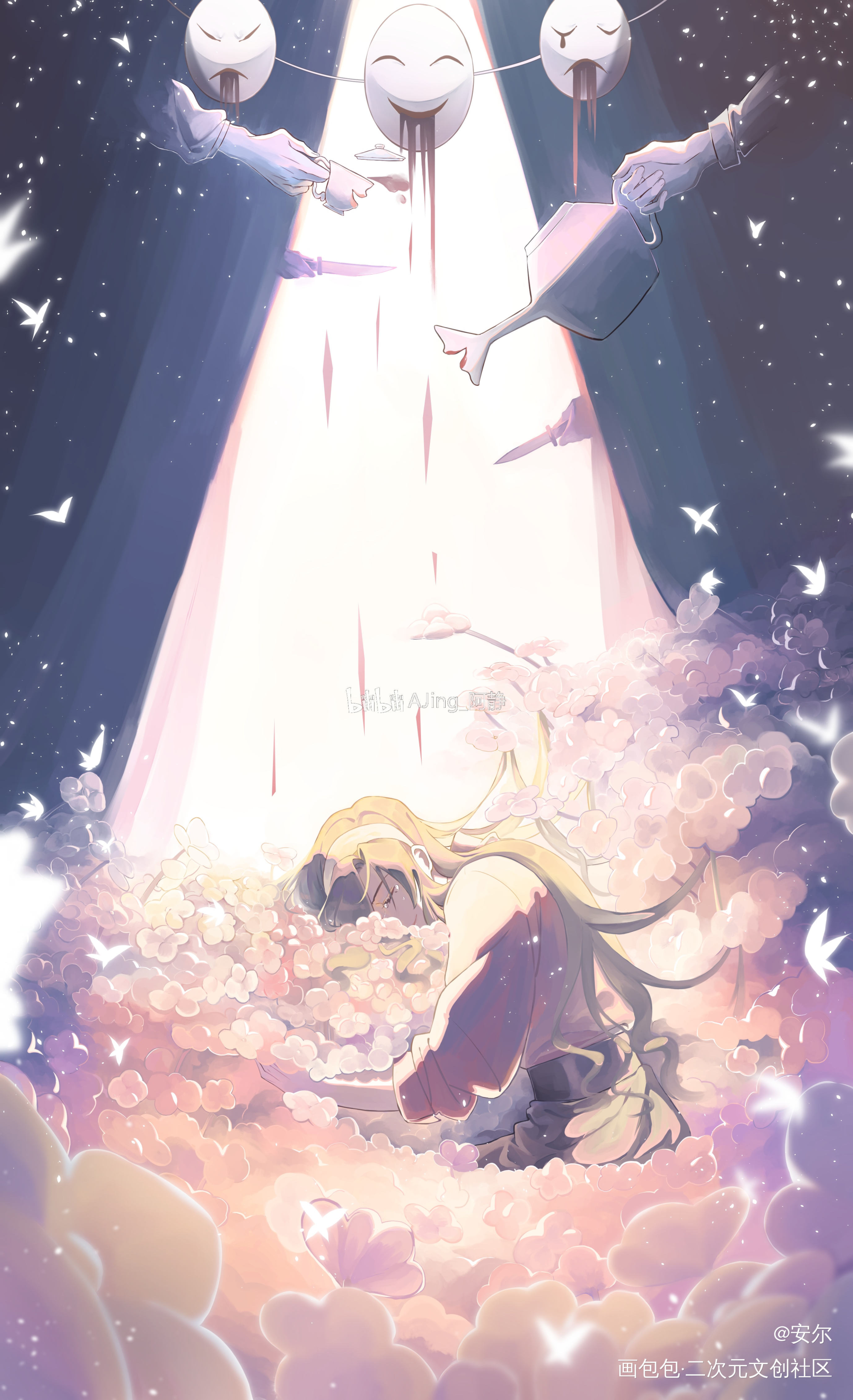 我的卖花女孩，别哭了_冰秋花怜忘羡墨香铜臭绘画作品