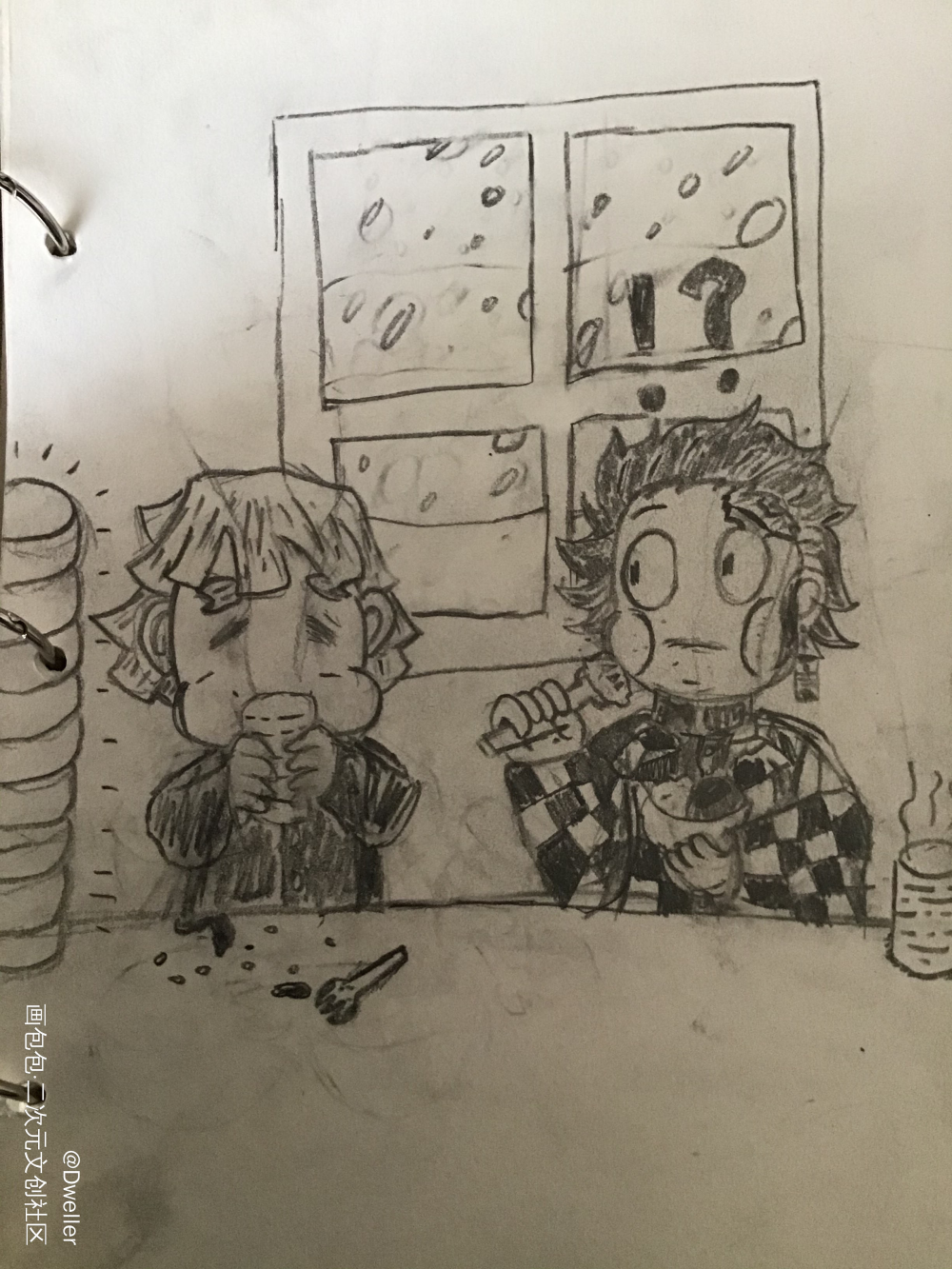 干饭了_鬼灭之刃灶门炭治郎我妻善逸手绘同人绘画作品