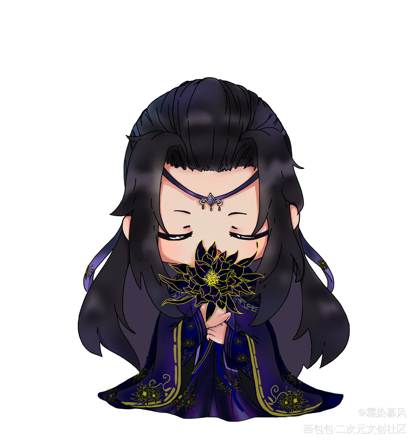 纽蛋机系列~华碧楠_二哈和他的白猫师尊Q版华碧楠绘画作品