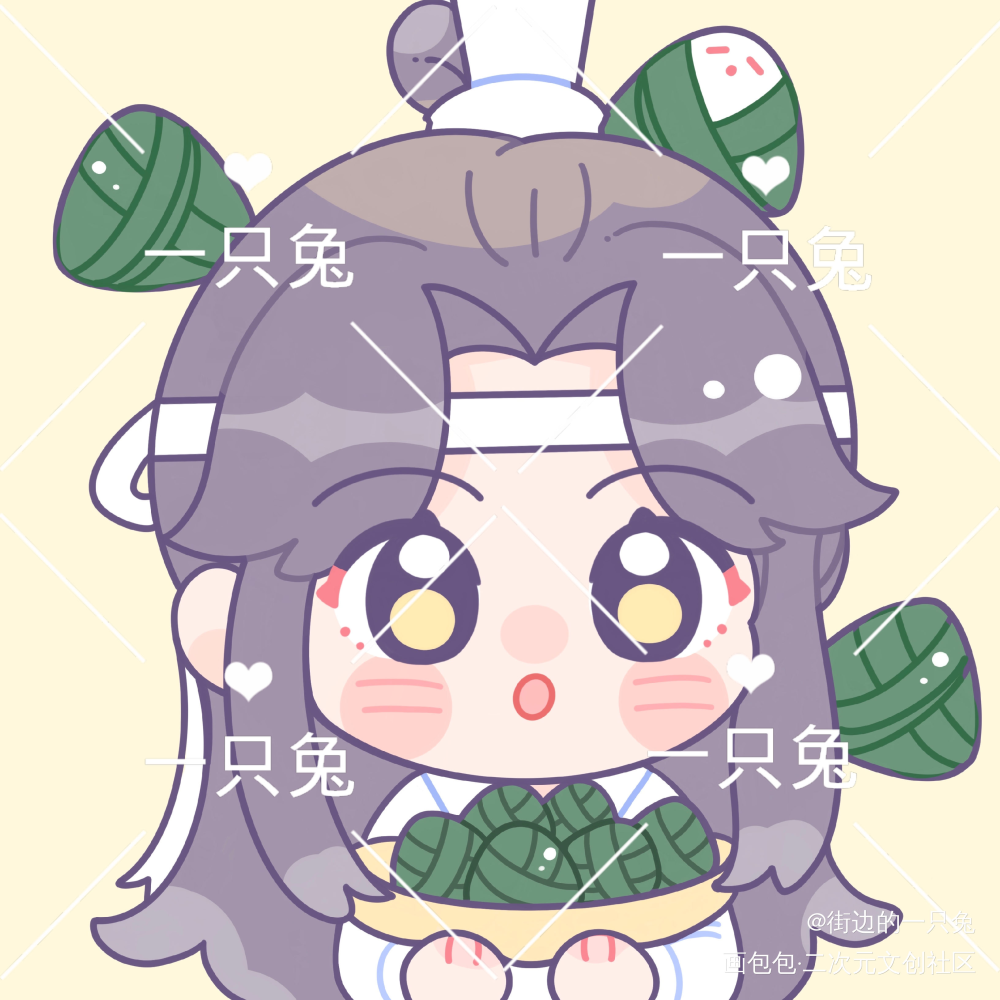 忘羡吃粽子_魔道祖师忘羡墨香铜臭绘画作品