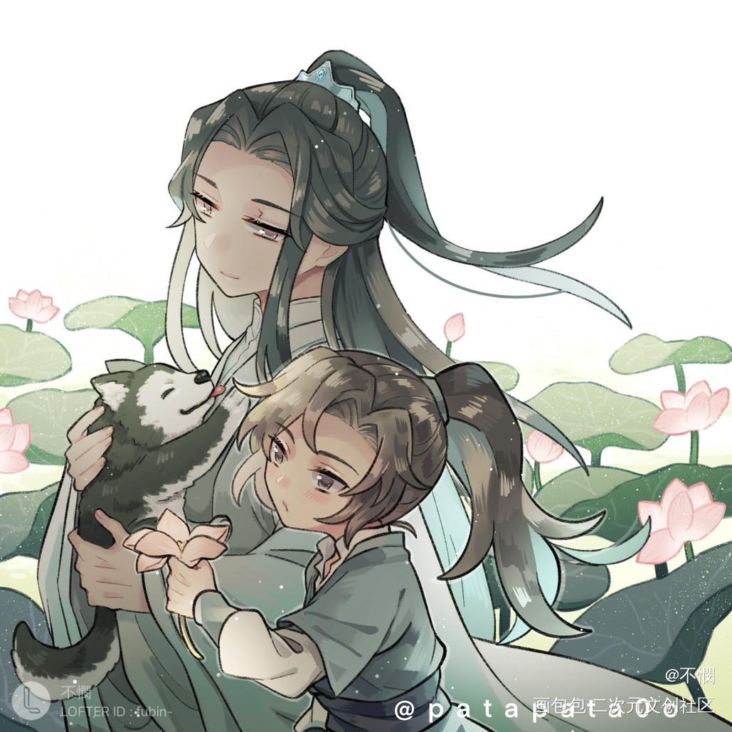 小狗狗x2_二哈和他的白猫师尊燃晚墨燃楚晚宁平涂同人绘画作品