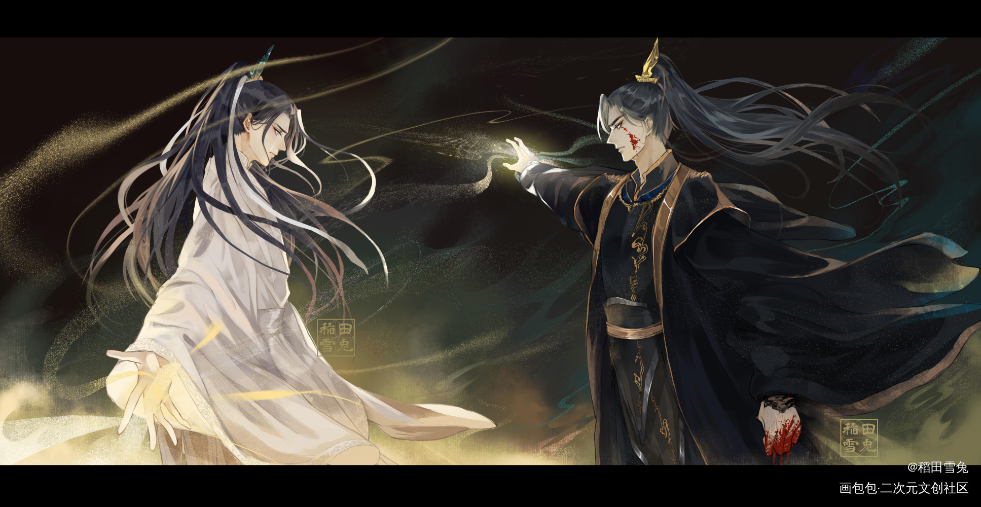 燃晚_二哈和他的白猫师尊燃晚绘画作品