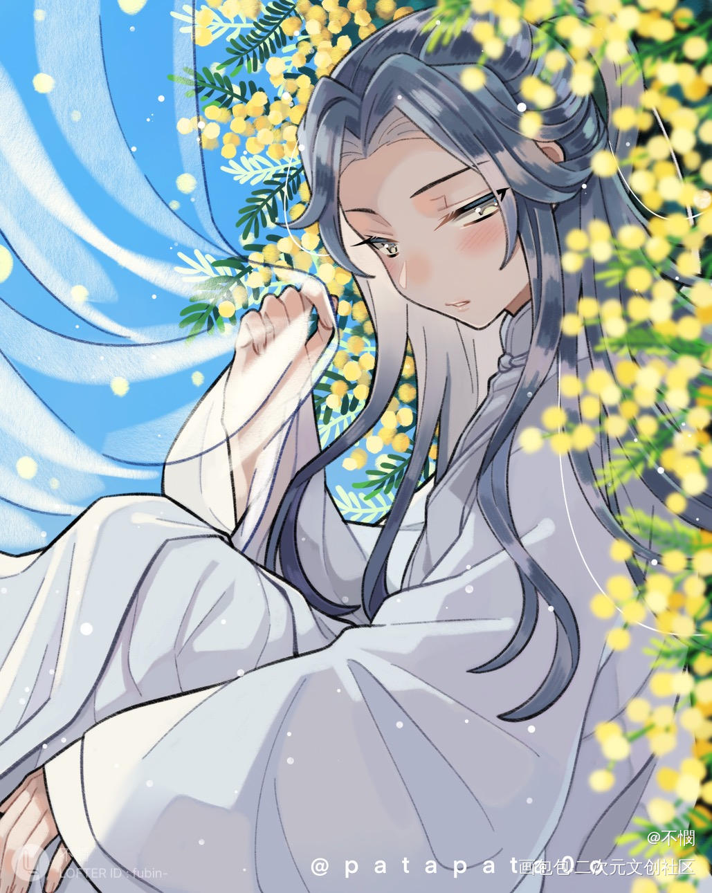 Mimosa_二哈和他的白猫师尊楚晚宁平涂同人绘画作品