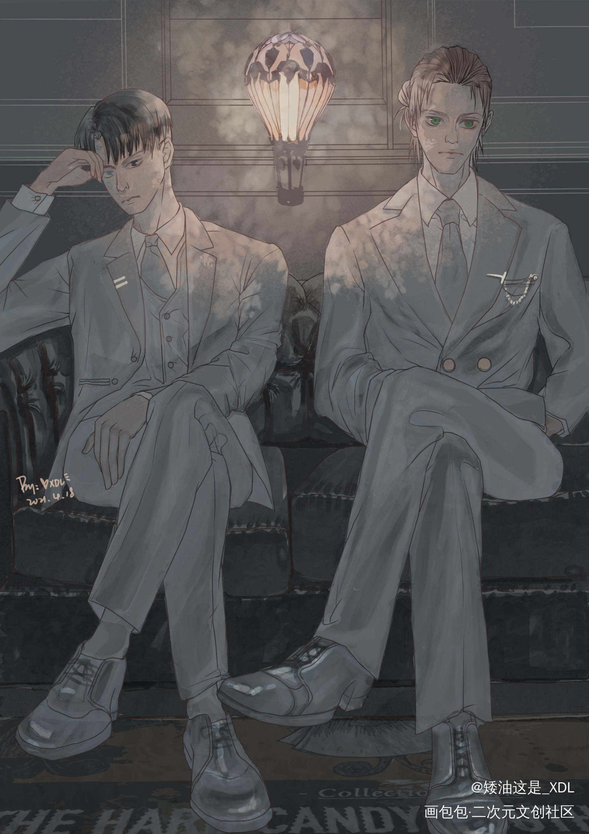 【aot人设同人】双演员利艾_进击的巨人艾伦耶格尔利威尔调查兵团利艾AOT人设同人绘画作品
