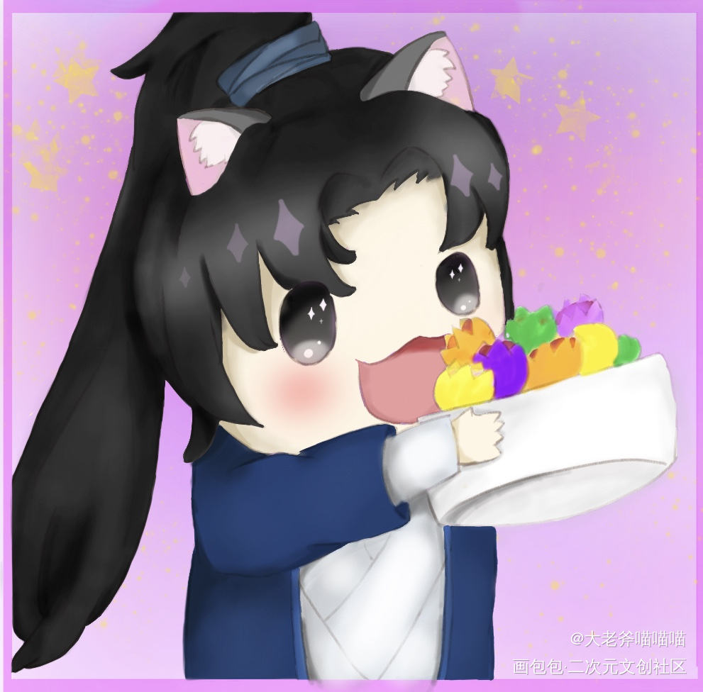 踏踏狗子晚宁的生活小日常_二哈和他的白猫师尊燃晚日系Q版绘画作品