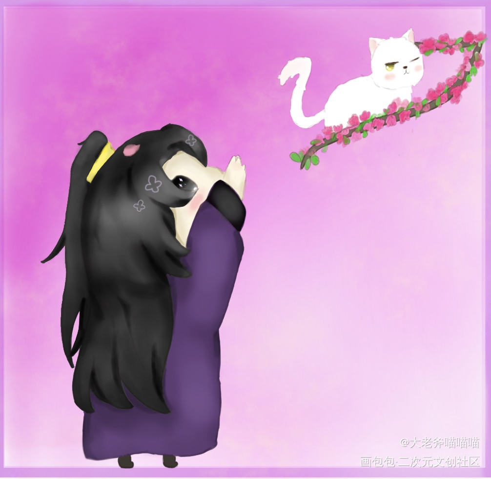 踏踏狗子晚宁的生活小日常_二哈和他的白猫师尊燃晚日系Q版绘画作品