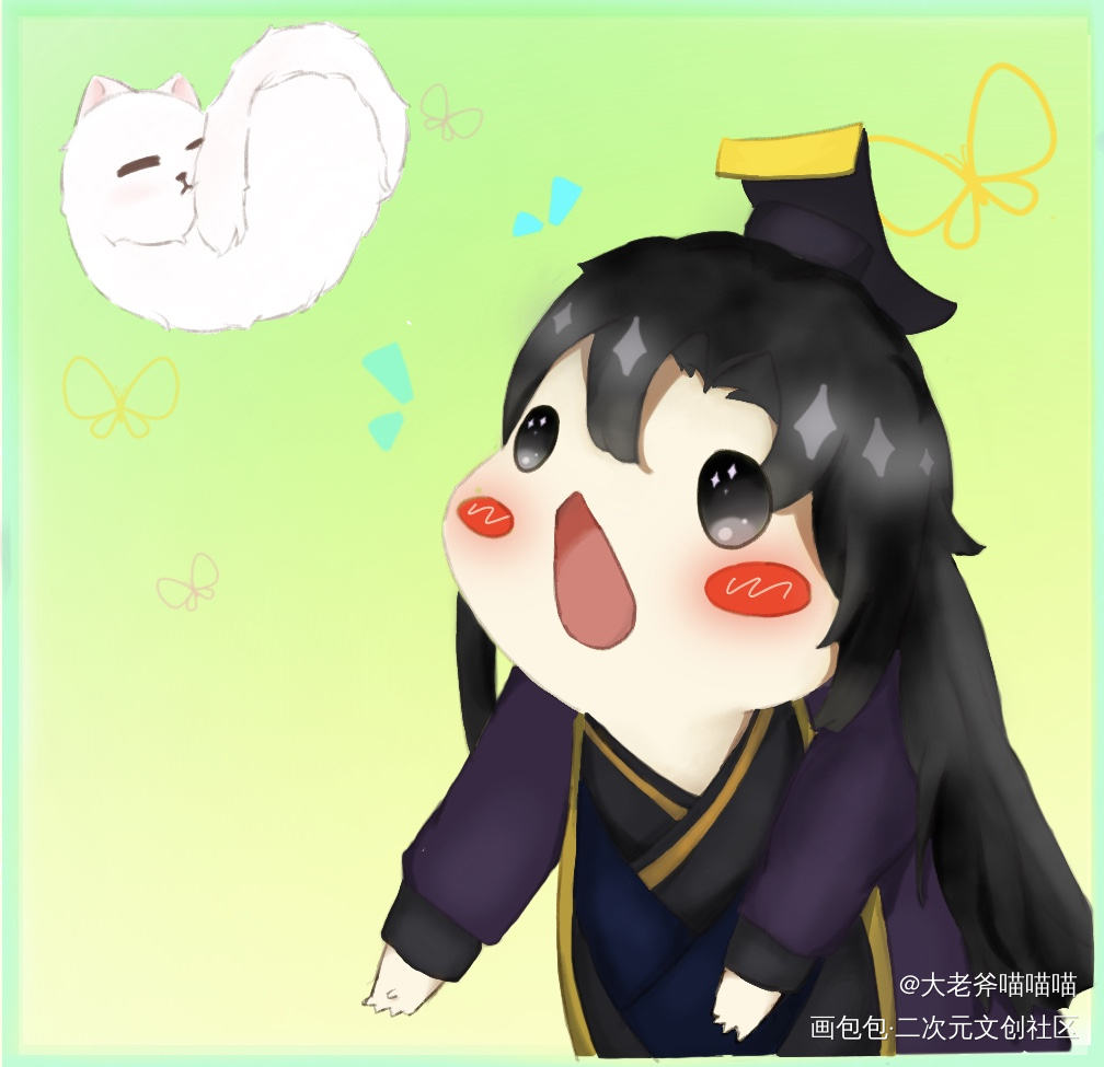 踏踏狗子晚宁的生活小日常_二哈和他的白猫师尊燃晚日系Q版绘画作品