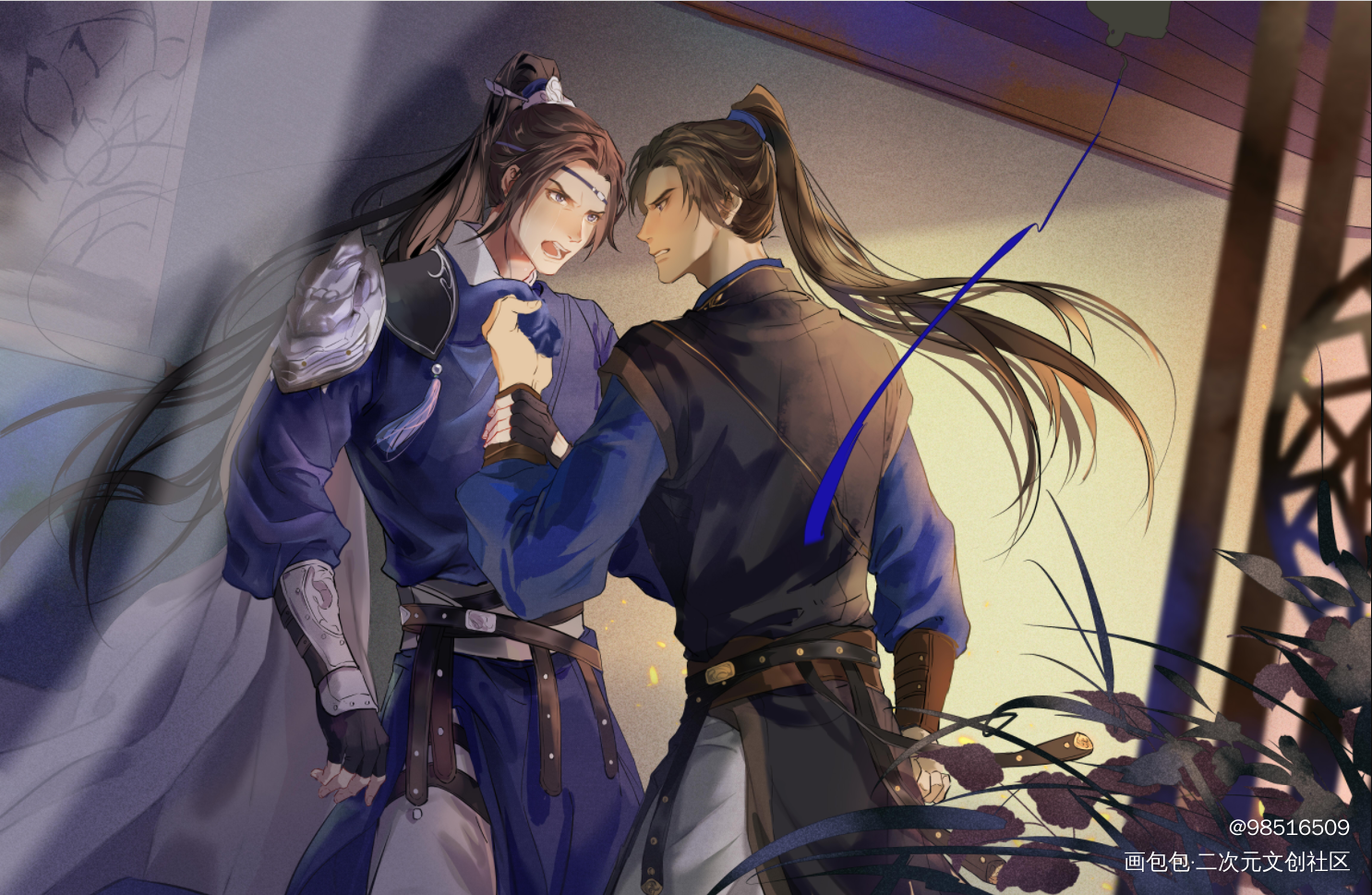 二哈和他的白猫师尊_二哈和他的白猫师尊燃晚薛蒙墨燃楚晚宁日系插画绘画作品
