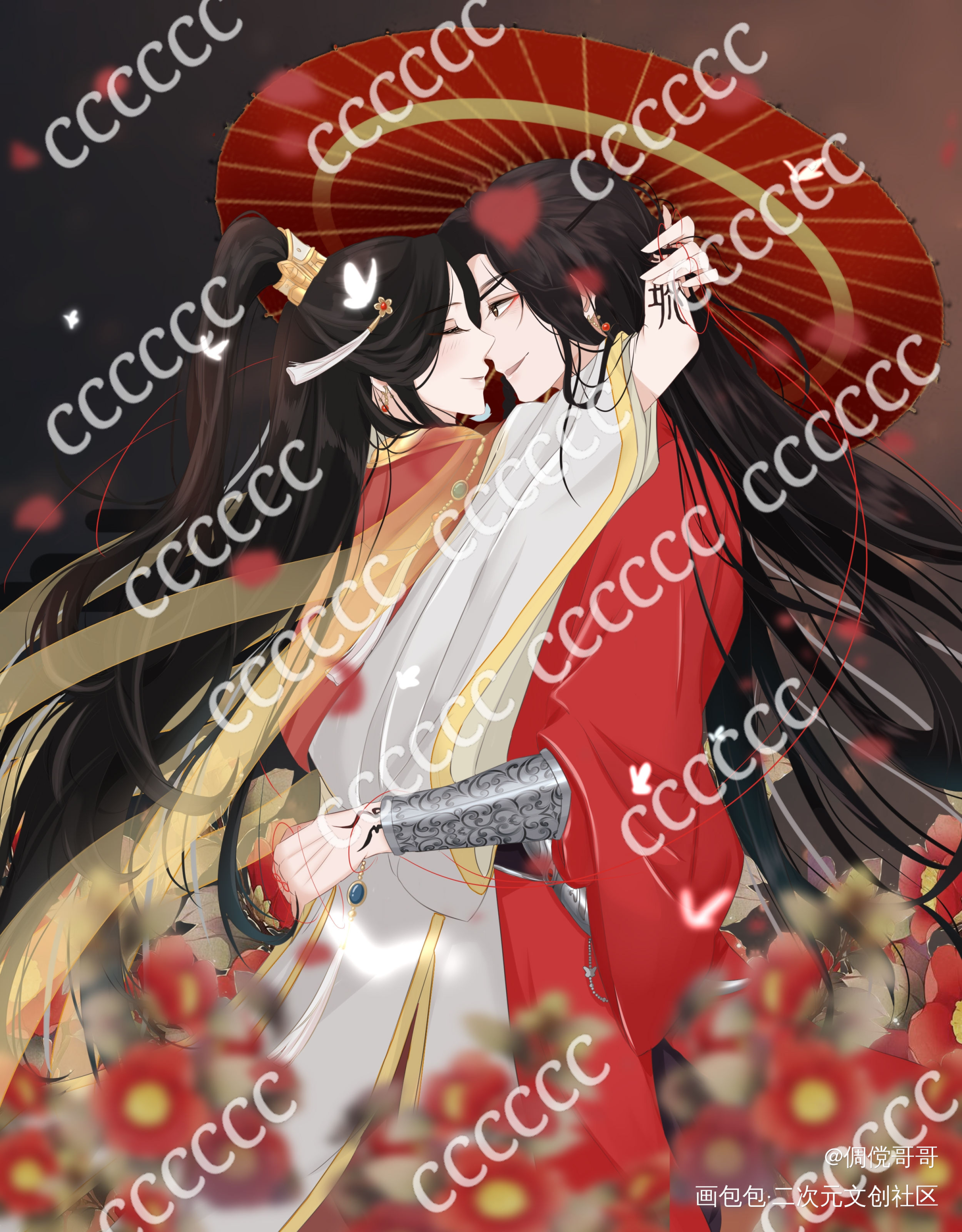 啊哈_天官赐福花怜古风绘画作品