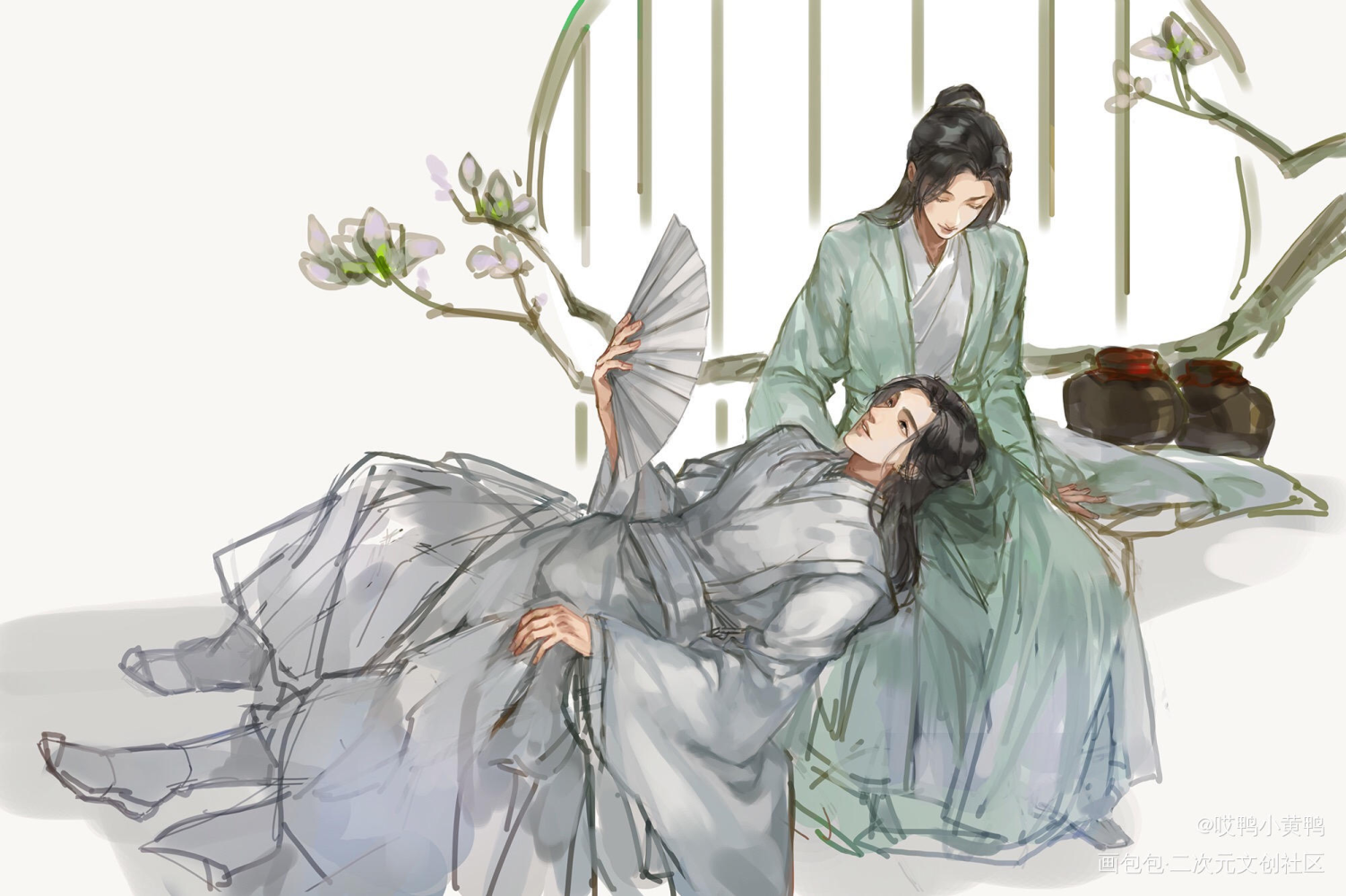 醉卧老婆膝_山河令温周厚涂绘画作品
