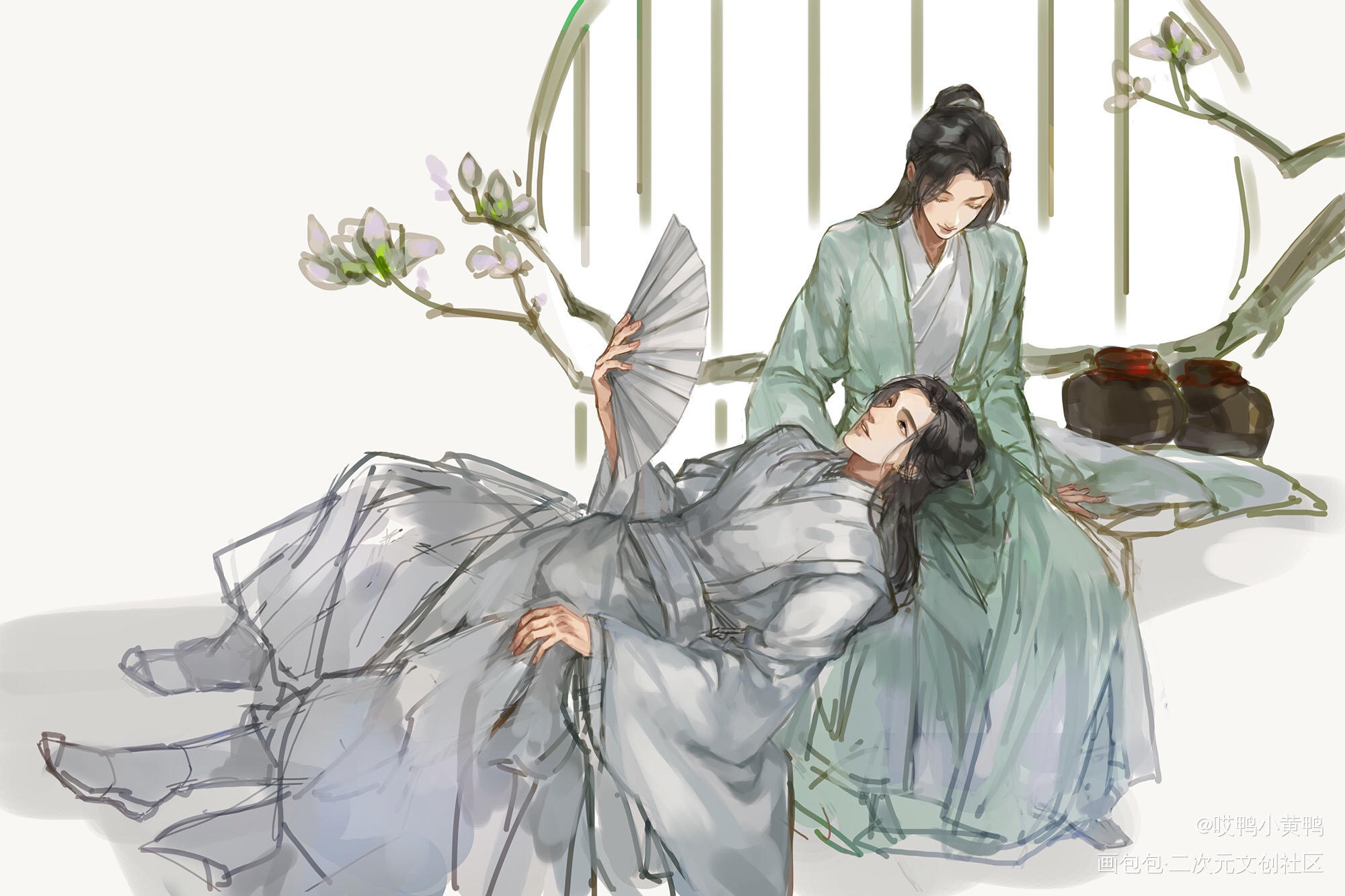 醉卧老婆膝_山河令温周厚涂绘画作品