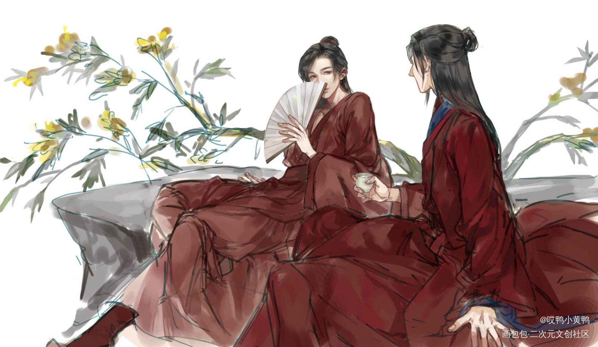 却扇_山河令温周厚涂绘画作品