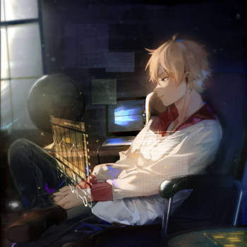 黑客洛_恋与制作人周棋洛日系插画绘画作品