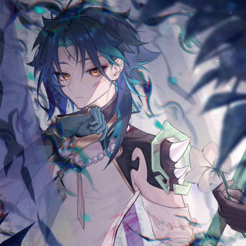 原神_原神厚涂插画魈绘画作品