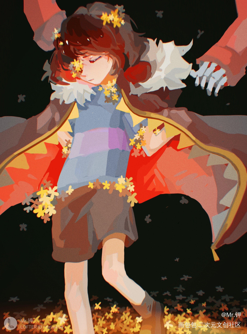 ff frisk_friskfellflowerUnderfellundertale绘画绘画作品