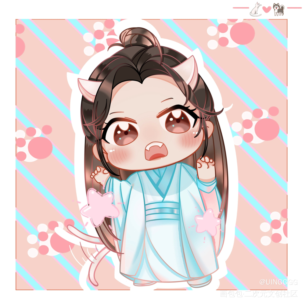 我们超凶！╰（‵□′）╯_二哈和他的白猫师尊绘画作品