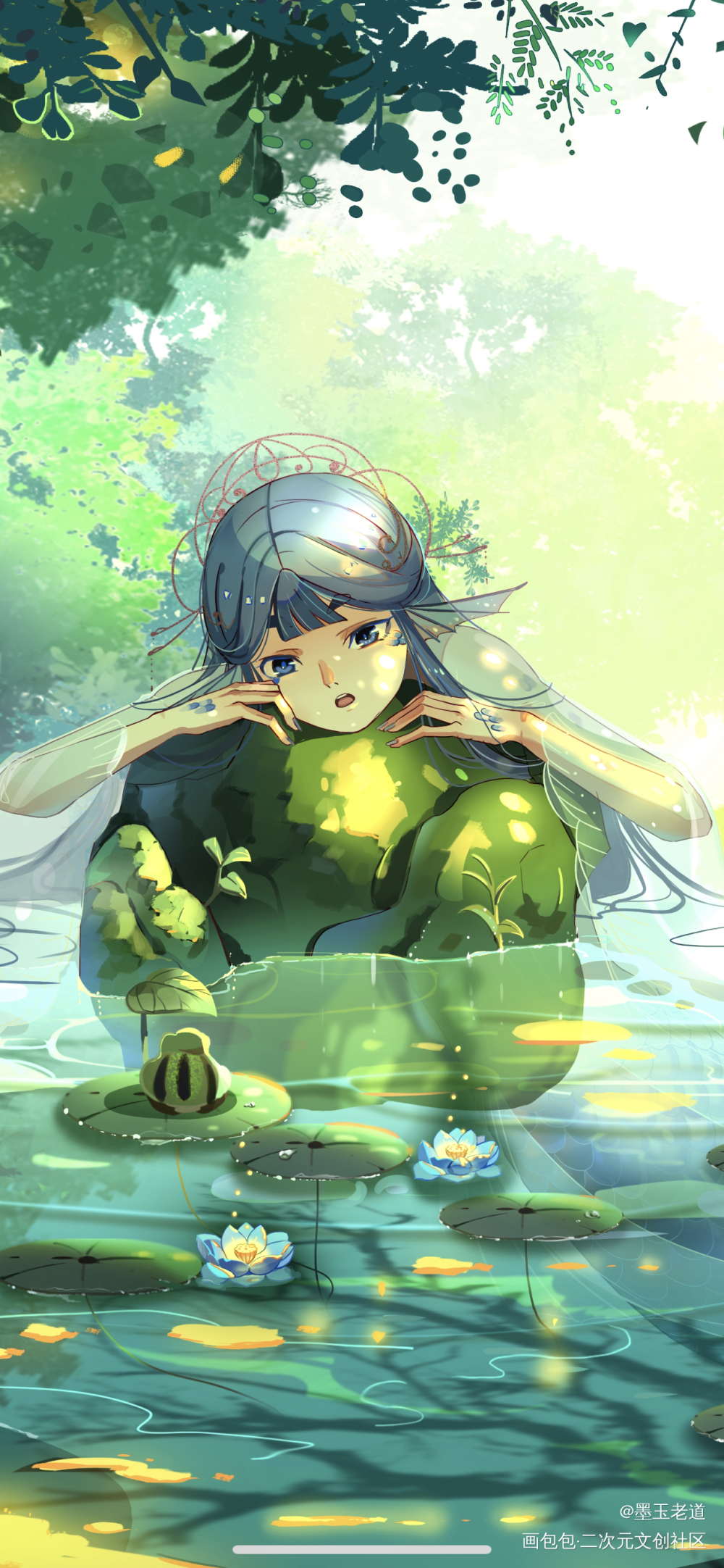 是夏天啊_手绘古风原创插画原创绘画作品