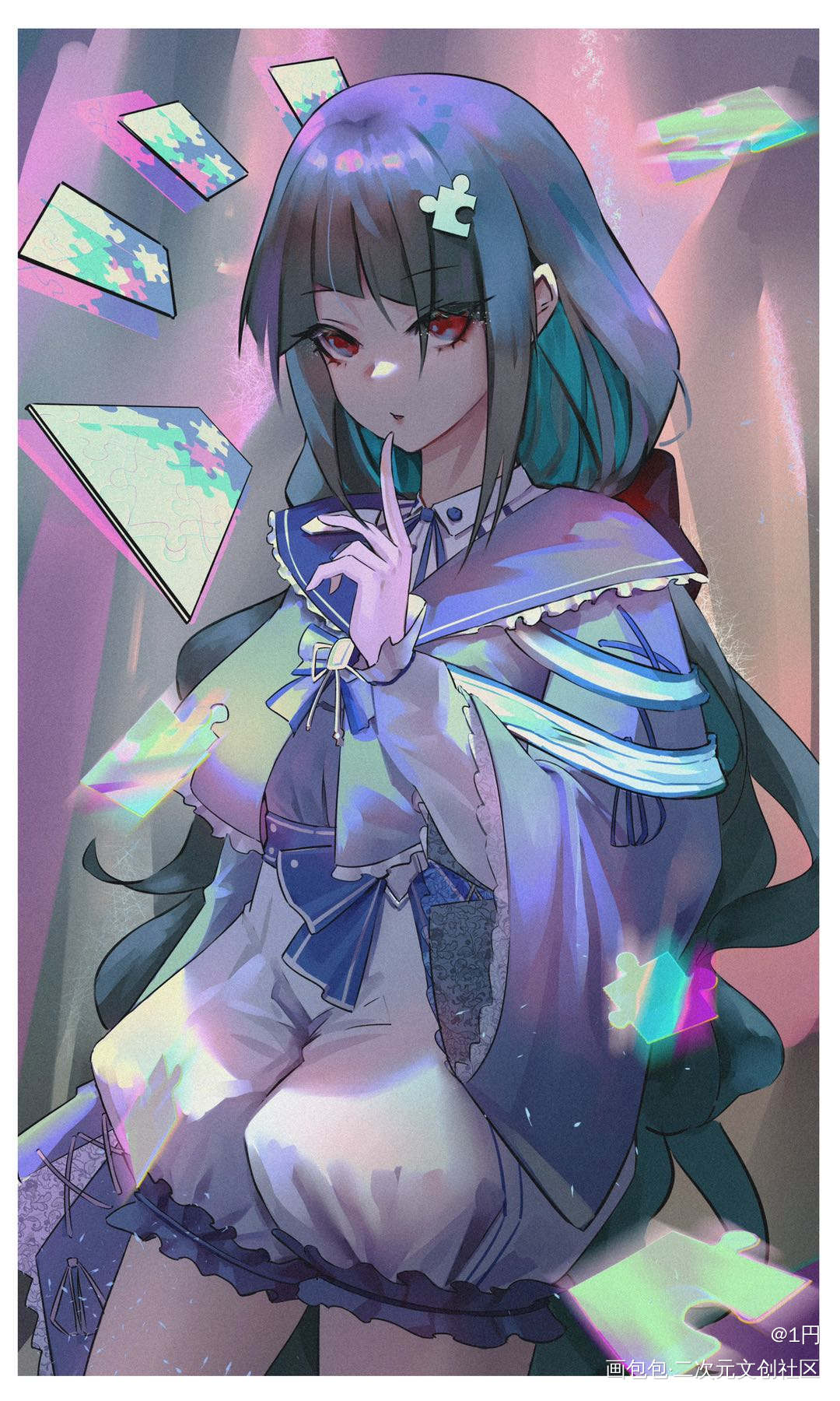 跑的单_平涂日系插画摸鱼oc绘画作品