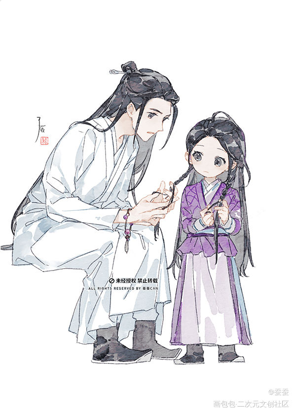 梳头_山河令曹蔚宁顾湘温客行周子舒绘画作品