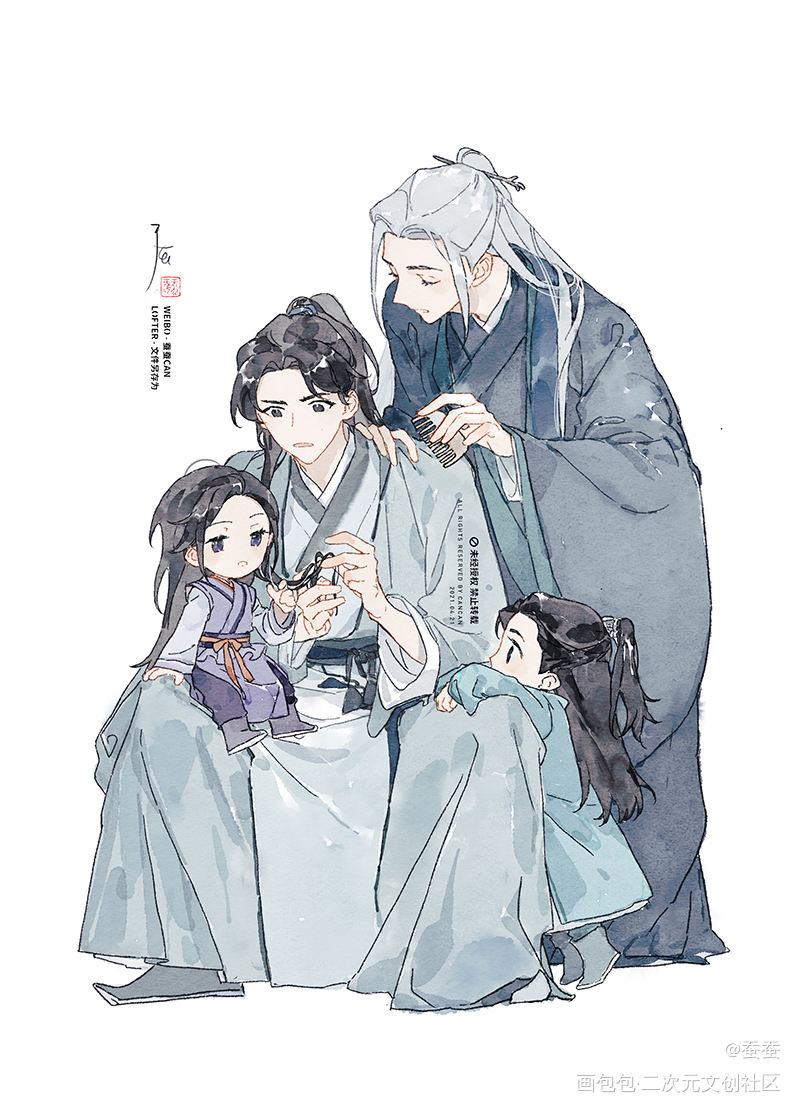 梳头_山河令曹蔚宁顾湘温客行周子舒绘画作品