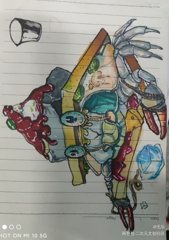 螃蟹面包_马克笔螃蟹海鲜额绘画作品