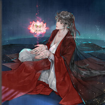 红莲少年_古风少年刘宇原创绘画作品